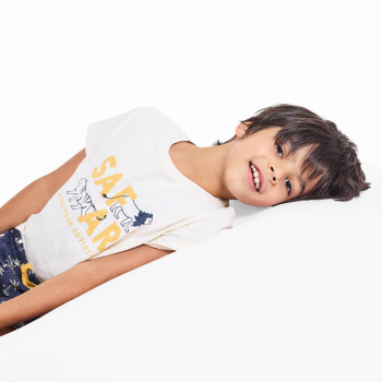 Pyjama d'été 2 pièces motif safari beige Garçon