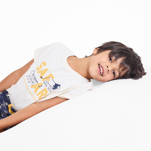 Pyjama d'été 2 pièces motif safari beige Garçon