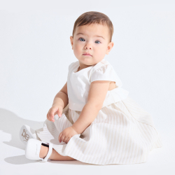 فستان أنيق 2 في 1 بخطوط لامعة للفتيات الصغيرات