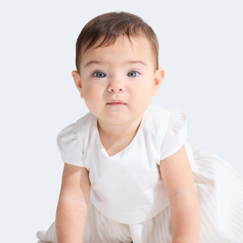 فستان أنيق 2 في 1 بخطوط لامعة للفتيات الصغيرات