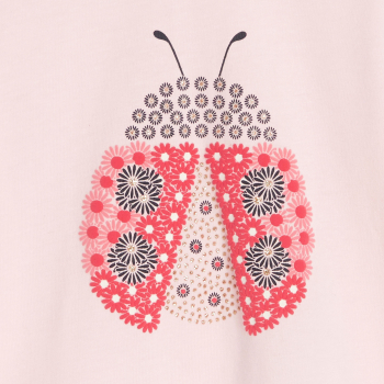 T-shirt coccinelle en relief rose bébé fille