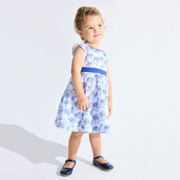 Robe chic fleurie bleu bébé fille
