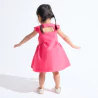 فستان حفلات من القطن والكتان باللون الوردي للفتيات الصغيرات