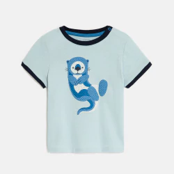 T-shirt sensoriel loutre bleu clair bébé garçon