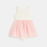 Robe chic bi-matière rose bébé fille