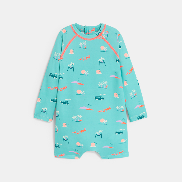 Combinaison courte bleu bébé garçon