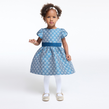 Robe de fête irisée fantaisie bleu bébé fille