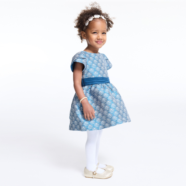 Robe de fête irisée fantaisie bleu bébé fille