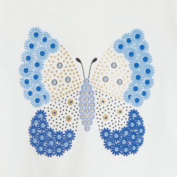 T-shirt papillon en relief blanc bébé fille