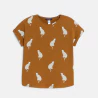 T-shirt manches courtes motif léopards marron Fille