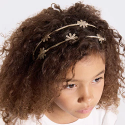 طوق شعر على شكل زهرة معدنية ذهبية للفتيات
