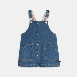 Robe à bretelles en denim bleu bébé fille