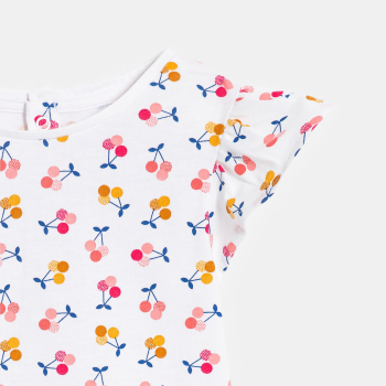T-shirt fleuri blanc bébé fille