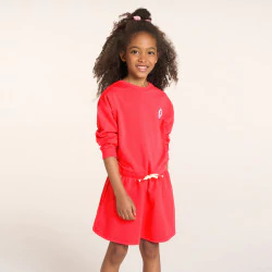 فستان بتصميم سويت شيرت باللون الأحمر للفتيات