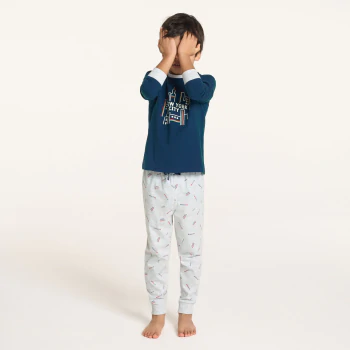 Pyjama 2 pièces en jersey bleu Garçon