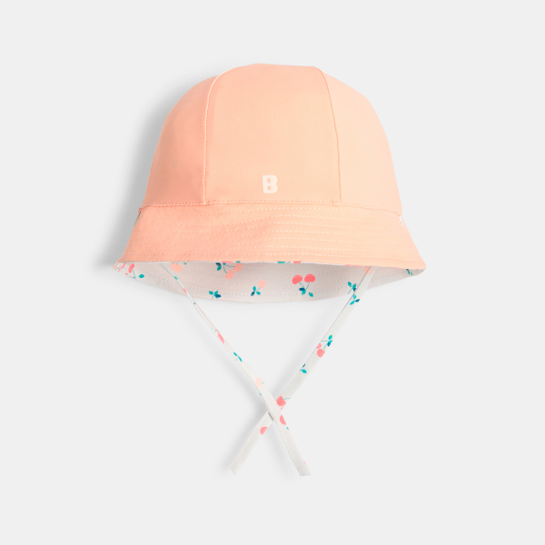 Bob cloche réversible anti UV orange bébé fille