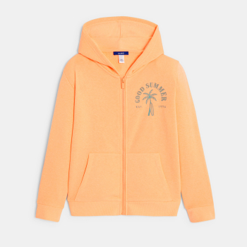 Sweat-shirt à capuche à message orange Garçon