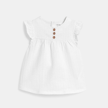 Blouse coton seersucker blanc bébé fille