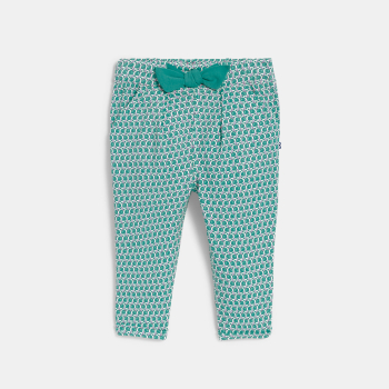 Pantalon imprimé graphique taille élastique bleu bébé fille