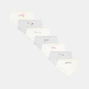 سراويل داخلية باللون الأبيض، للفتيات (مجموعة من 7)