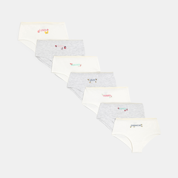سراويل داخلية باللون الأبيض، للفتيات (مجموعة من 7)