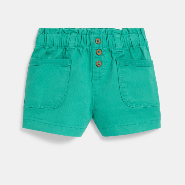 Tee-shirt imprimé tropical et short micro twill de coton vert bébé fille