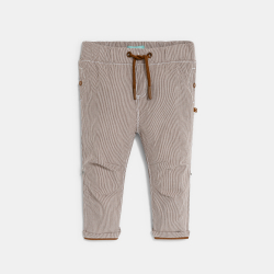 Pantalon fines rayures jambes retroussables marron bébé garçon