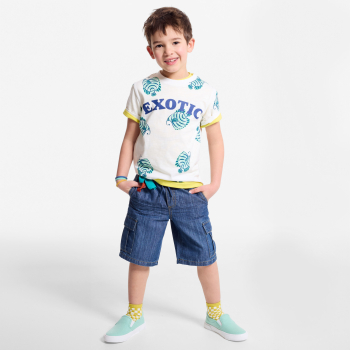 تيشيرت برسمة الأناناس باللون الأبيض للأولاد