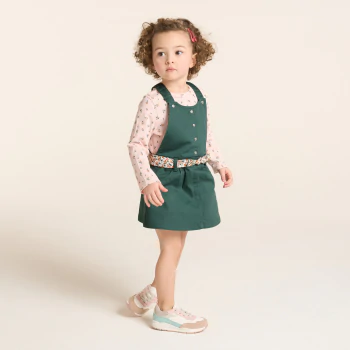 فستان سالوبيت من البوبلين القطني باللون الأخضر للفتيات الصغيرات