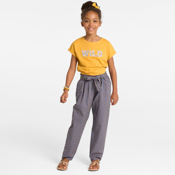 بنطال بقصّة كاروت، بطبعة باللون الكاكي للفتيات