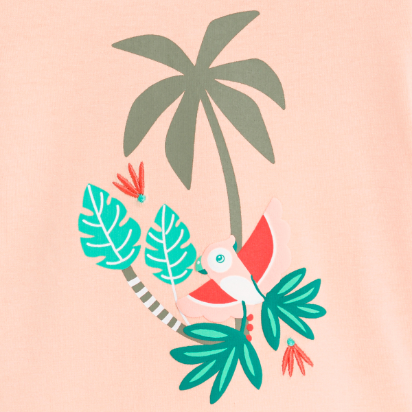 T-shirt oiseau rose bébé fille