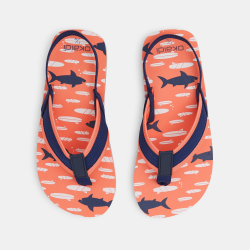 Tongs requins orange garçon