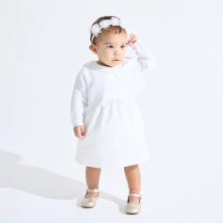 Gilet boléro court maille tricot blanc bébé fille