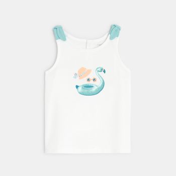 Débardeur bouée flamant rose blanc bébé fille