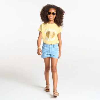 T-shirt manches courtes à sequins jaune Fille