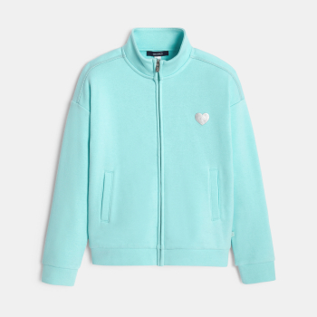 Sweat-shirt uni à col montant bleu fille