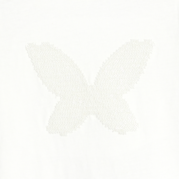 T-shirt blanc motif papillon brodé Fille