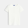 T-shirt côtelé uni blanc Fille