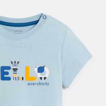 T-shirt animaux savane bleu bébé garçon