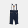 Pantalon à pinces à bretelles bleu bébé garçon
