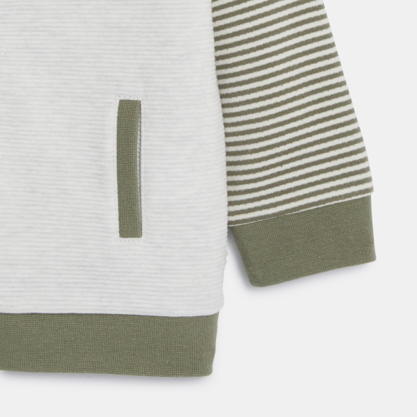 Sweat zippé à capuche coton fantaisie vert bébé garçon