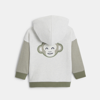 Sweat zippé à capuche coton fantaisie vert bébé garçon