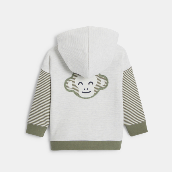 Sweat zippé à capuche coton fantaisie vert bébé garçon