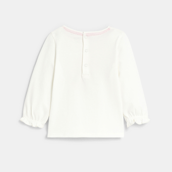 T-shirt cœur fleuri blanc bébé fille