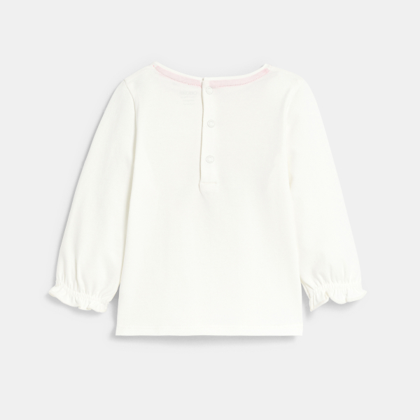 T-shirt cœur fleuri blanc bébé fille