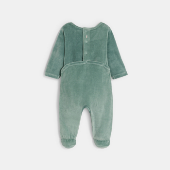 Dors-bien velours vert bébé fille
