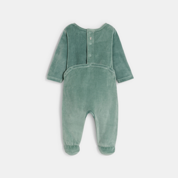Dors-bien velours vert bébé fille