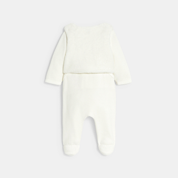 Dors-bien velours avec gilet sans manches soft boa blanc bébé fille