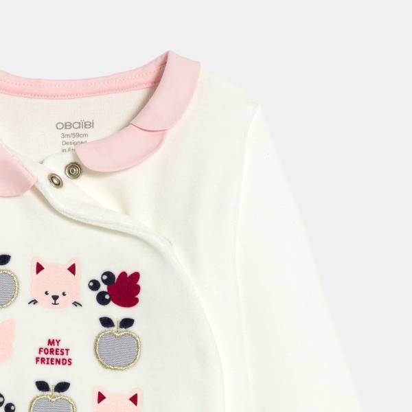 Dors-bien velours animaux de la forêt blanc bébé fille