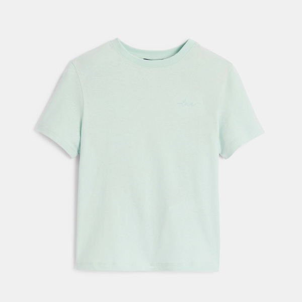 T-shirt basique uni vert Fille